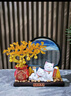 歐梵普（oufanpu）招財(cái)貓發(fā)財(cái)樹擺件開業(yè)禮物店鋪前臺(tái)流沙畫裝飾品客廳喬遷新居禮物 招財(cái)貓擺件【金錢袋+黑框黃沙】 【財(cái)源滾滾-招財(cái)聚寶】 曬單實(shí)拍圖