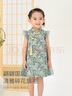 戴維貝拉女童連衣裙夏裝兒童國風(fēng)漢服旗袍裙子寶寶復(fù)古印花裙 曬單實拍圖