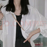 棉麻襯衫女春秋夏小個(gè)子開(kāi)衫罩衫泡泡袖寬松襯衣長(cháng)袖薄款外套上衣 白色 S 曬單實(shí)拍圖