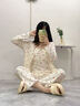 眺德高睡衣女 長(cháng)袖吊帶長(cháng)褲三件套帶胸墊韓版甜美櫻桃家居服春夏秋季 櫻桃三件套【帶胸墊】 L 碼丨95-110斤 曬單實(shí)拍圖