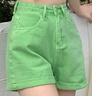 辣妹多巴胺短褲女夏季外穿2025新款透氣寬松高腰牛仔褲女糖果色 蘋果綠 S (建議體重80-95斤) 曬單實拍圖