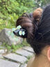 蘇十六花朵發(fā)簪女新中式高級感盤(pán)發(fā)簪子漢服頭飾國風(fēng)黑檀木發(fā)釵生日禮物 綠色花朵檀木發(fā)簪 曬單實(shí)拍圖