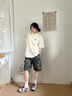卡賓（CABBEEN）【迷彩洗水】工裝大口袋牛仔短褲男25夏寬松透氣五分褲戶外風 軍綠姜黃深灰Z9 M /170/48 曬單實拍圖