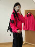 JEEP SPIRIT吉普沖鋒衣男女三合一可拆卸登山服夾克情侶保暖防風(fēng)時(shí)尚夾克外套 玫紅粉 （三合一） M （115-135斤） 曬單實(shí)拍圖