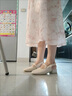 卡帝樂鱷魚（CARTELO）品牌包頭配裙子涼鞋2025夏新款仙女風(fēng)粗跟法式珍珠后空單鞋 米白色升級(jí)版 35 曬單實(shí)拍圖