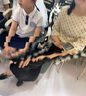 馬·拉?。∕.Latin）馬拉丁童裝兒童襯衫25夏裝新款男小童線(xiàn)條印花拼色短袖襯衫 牛仔藍 110 曬單實(shí)拍圖