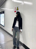 CLOR美式微喇牛仔褲子男高街潮牌寬松百搭休閑闊腿褲NZ19藍(lán)色XL 曬單實(shí)拍圖