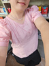 她享短袖襯衫女法式氣質(zhì)圓領(lǐng)荷葉邊雪紡時(shí)尚顯瘦小衫上衣T141C1857 曬單實(shí)拍圖