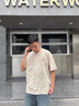 GXG男裝 235g重磅滿印花卉圖案短袖T恤 24年夏季 卡其色 170/M 曬單實(shí)拍圖