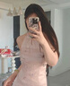 歌芭杉（GEBASHAN）品牌女裝粉色掛脖連衣裙2025夏季新中式國風(fēng)氣質(zhì)小香風(fēng)改良旗袍裙 粉紅色 M 曬單實(shí)拍圖