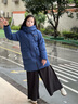 波司登（BOSIDENG）25年新款男女兒童長款5A抗菌4防面料蓬松連帽羽絨服T250246916DS 深菘藍(lán)5181 160 /80 曬單實(shí)拍圖