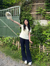 ELLE ACTIVE顯瘦顯高微喇針織休閑褲運動(dòng)褲夏季新款女時(shí)尚百搭舒適透氣褲子 微喇款-藏青色 L 曬單實(shí)拍圖