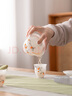 蘇氏陶瓷（SUSHI CERAMICS）冰種玉瓷泡茶碗手繪釉下彩柿柿如意三才蓋碗兩茶杯茶具禮盒J0254 曬單實(shí)拍圖