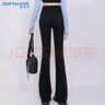 真維斯（Jeanswest）牛仔褲女港風(fēng)復古高腰女褲秋季顯瘦百搭微喇叭褲子黑色S 曬單實(shí)拍圖