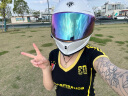 艾獅摩托車頭盔全盔男機車頭盔女春季可帶藍牙耳機3c認證四季通用頭盔 【大尾翼】 珍珠白+鍍紫鏡片 L（57-58cm） 曬單實拍圖