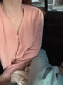 皓娥針織開衫外套女空調(diào)房外套溫柔氣質(zhì)V領(lǐng)寬松顯瘦上衣外搭薄款 藕粉色 常規(guī) 曬單實拍圖