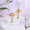 周六福（ZLF）  黃金耳釘女款5G足金雙蝴蝶蜂巢爆閃夢(mèng)幻森林系列 計(jì)價(jià) 一對(duì)-2.23g 曬單實(shí)拍圖