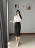 伊婭莎中長(zhǎng)款半身裙女正裝西裙職業(yè)高腰開(kāi)叉工裝過(guò)膝包臀裙一步裙工作裙 0891黑色長(zhǎng)常規(guī) XL 建議110-120斤 曬單實(shí)拍圖