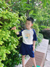 巴帝巴帝夏季嬰幼兒童純棉t恤短褲套裝男女童寶寶套裝 寶藍(lán) 吉他獅子 130 曬單實拍圖