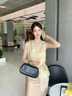 Calvin Klein【七夕禮盒】女包25秋季通勤ck字母單肩手提鏈條包馬鞍包4F3282G YIH-太空黑 均碼 曬單實拍圖