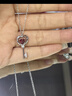 阿黛麗天然石榴石項鏈925銀鑲嵌愛心鑰匙吊墜寶石女飾品七夕生日送女友 曬單實拍圖