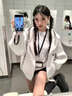 魯雅爾灰色連帽衛衣外套女春秋季新款韓版穿搭小個(gè)子高級感刺繡開(kāi)衫上衣 灰色 常規 L 曬單實(shí)拍圖