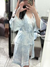 絲可蕊高級(jí)感冰絲睡衣女夏2025年新款帶胸墊可外穿吊帶純欲睡裙褲家居服 冰透藍(lán)（吊帶杉+短褲+裙+外袍） L （100-115斤） 曬單實(shí)拍圖