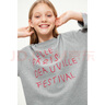 ELLE KIDS童裝 假日風(fēng)春夏季女童撞色字母刺繡寬松落肩版華夫格休閑長(cháng)袖T恤 灰色 165 （M） 曬單實(shí)拍圖