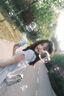 GARNUO法式氣質(zhì)赫本風藍色短袖連衣裙子女夏季小個子高級感收腰初戀長裙 藍色【短袖版】 L【121-135斤】 曬單實拍圖