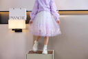 moonkids女童紗裙半身裙2025新款夏季中長款裙子夏裝兒童公主裙小女孩長裙 4367漸變紫紗裙 120 cm 曬單實拍圖