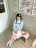 Mmlg 87mm 純棉長(cháng)袖t恤女男秋新款經(jīng)典logo印花情侶寬松百搭韓系上衣 淺花灰 S 曬單實(shí)拍圖
