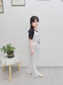 翊尚美女童高腰微喇瑜伽褲兒童運(yùn)動彈力打底褲夏季休閑透氣修身緊身長褲 象牙白 150 曬單實(shí)拍圖
