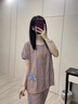 貓人 MIIOW睡衣女款2025新款夏季純色開(kāi)衫夏款格紋短袖薄透七分褲家居服夏天柑橘藍小花M 推薦體重【80-100斤】 曬單實(shí)拍圖
