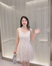 歌芭杉（GEBASHAN）品牌女裝法式氣質(zhì)收腰顯瘦連衣裙女2025夏季新款公主風A字禮服裙 米白色 L 曬單實拍圖