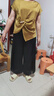 俞兆林（YUZHAOLIN）媽媽夏裝套裝50歲洋氣闊腿褲T恤小衫中老年女短袖母親節(jié)禮物衣服 黃色[上衣+褲子] 均碼 3XL(建議120-130斤) 曬單實拍圖