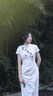 貞喜氣新中式竹子旗袍裙立領(lǐng)顯瘦時(shí)尚收腰中長(cháng)款提花改良年輕款日?？纱?淺灰色 M 曬單實(shí)拍圖
