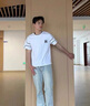 CUOARCHL美式潮牌短袖t恤男女款夏季休閑百搭打底衫大碼寬松重磅潮流上衣 白色（NE01） XL （推薦體重130-150斤） 曬單實拍圖