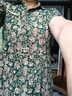 皮爾卡丹（pierre cardin）媽媽裝夏季短袖碎花有領(lǐng)連衣裙中年女裝襯衫領(lǐng)冰絲顯瘦口袋裙子 綠色玫瑰 4XL 建議135-145斤 曬單實(shí)拍圖