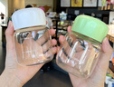 胖胖杯豆漿杯迷你玻璃杯女便攜水杯帶刻度牛奶咖啡搖搖杯 綠色 200ml 曬單實(shí)拍圖