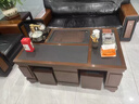 佛山功夫茶幾帶燒水壺火燒石茶桌椅茶具套裝一體現代家具客廳茶臺 胡桃色+普通茶爐 120*65*55 曬單實(shí)拍圖