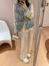 MR.KA白色闊腿褲休閑褲女胖mm2025新款夏季薄款冰絲褲國(guó)風(fēng)新中式褲子 米白色 L 【適合110-135斤】 曬單實(shí)拍圖
