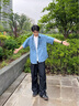 馬克華菲【冰絲牛仔襯衫】夏季薄款短袖男士2025美式復(fù)古T恤襯衣外套男裝 曬單實拍圖