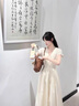 棉致法式氣質(zhì)V領(lǐng)襯衫連衣裙女夏季2025新款溫柔高級感收腰顯瘦長(cháng)裙子 白色 L 55/60kg 曬單實(shí)拍圖