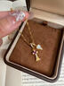 海上羅孚黃金桃粉愛(ài)心十字架項鏈女新款999足金小眾設計吊墜鎖骨鏈送女友 禮盒 曬單實(shí)拍圖