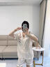 莫貝海（mobeihai）冰絲睡衣女夏季三件套裝短袖長褲2025新款春可外穿大碼熊貓家居服 22040熊貓香檳三件套 XL 105-120斤 曬單實拍圖