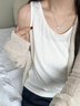 槿城春夏季百搭寬松慵懶風(fēng)打底可外穿小吊帶背心女式內搭遮肉無(wú)袖上衣 白色 D8620 L （ 適合115-130斤） 曬單實(shí)拍圖