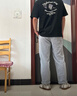 馬登工裝美式復古印第安字母印花t恤男夏季半袖衫重磅純棉短袖男款 黑色 L 曬單實拍圖