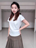 森馬（Semir）短袖t恤女短款修身圓領(lǐng)內(nèi)搭25夏涼感收腰V領(lǐng)上衣辣妹109325100006 曬單實拍圖
