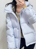 明摩秋冬款 MM白鴨絨羽絨服女短款加厚情侶款寬松中戲連帽面包服2024年 淺綠色 S 曬單實(shí)拍圖