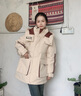 鴨鴨中長(zhǎng)款羽絨服女2025冬季新款撞色連帽收腰時(shí)尚加厚顯瘦派克服外套 酒紅色 M 曬單實(shí)拍圖